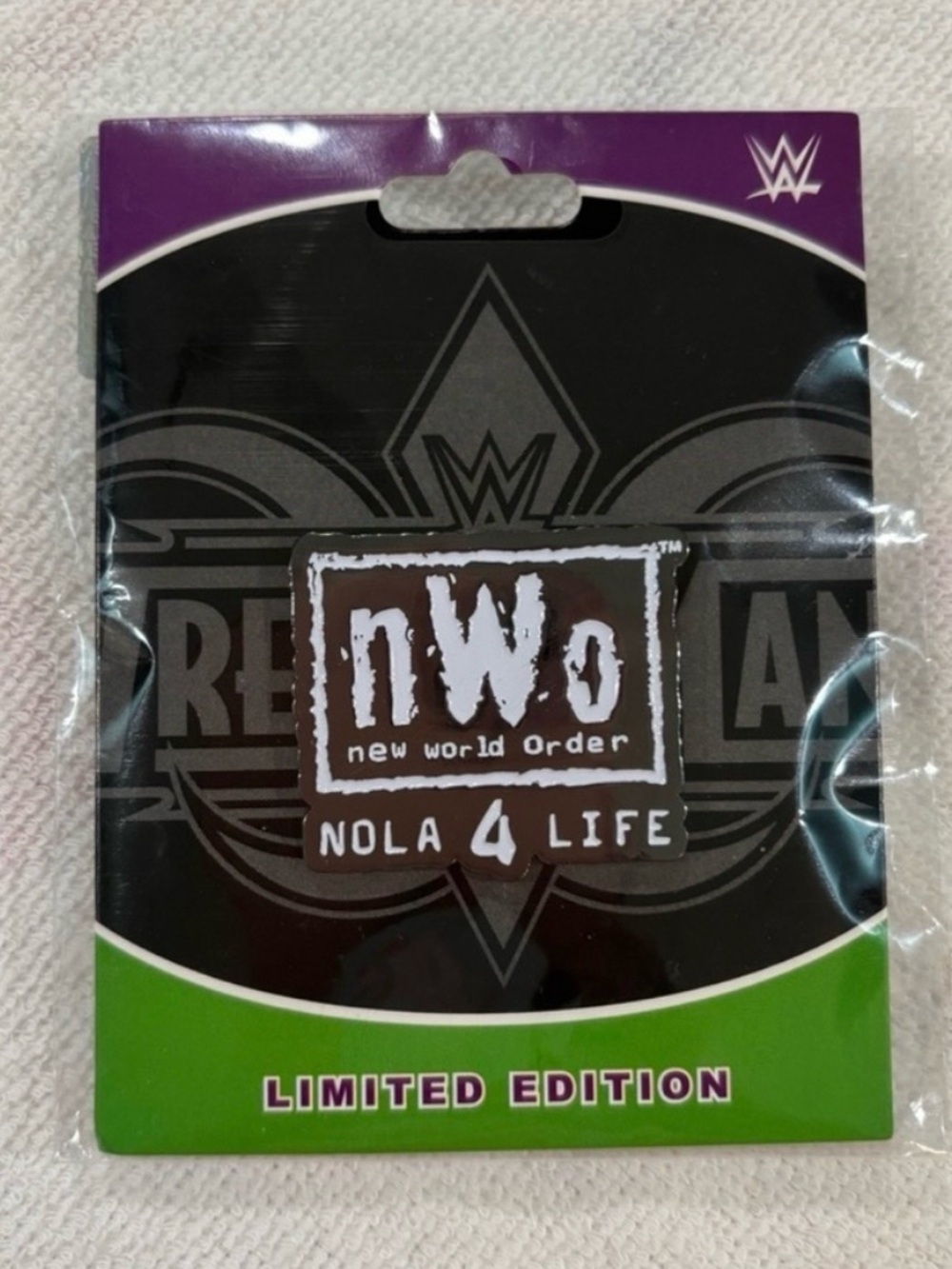 WWE nWo Nola 4 Life Authentic Black and White Wrestlemania Pin